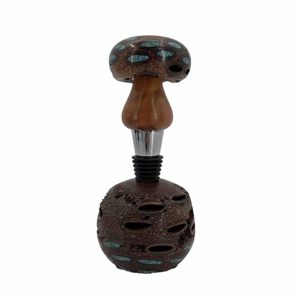 Handcrafted Australian Banksia Bottle Stopper With Holder Signed Turquoi… - Picture 1 of 11